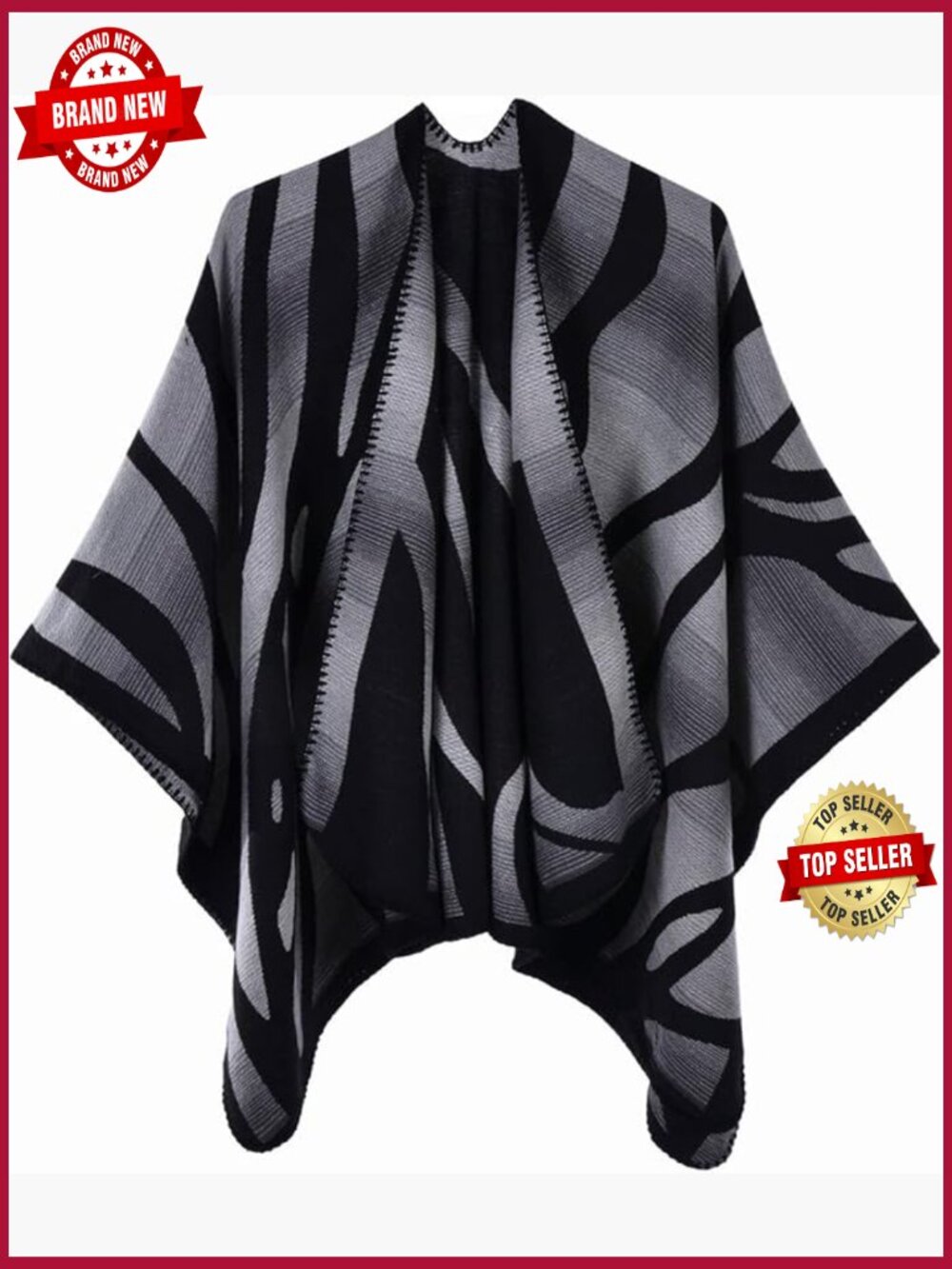 Women's Open Front Poncho Cape Oversized Cardigan Sweater Shawl Wrap